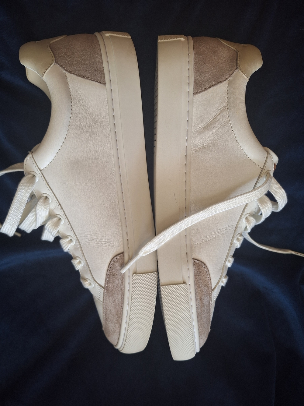 Tory Burch Cream and Taupe Leather Lace-Up Sneakers - Picture 3 of 8